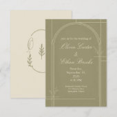 Faire-part de mariage à la sauge botanique (Devant / Derrière)