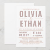 Faire-part de mariage à la typographie moderne (Devant / Derrière)