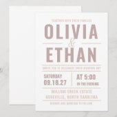 Faire-part de mariage à la typographie moderne (Devant / Derrière)