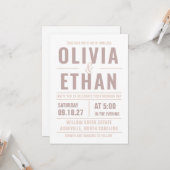Faire-part de mariage à la typographie moderne (Devant/Arrière en situation)