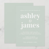 Faire-part de mariage à la typographie verte paste (Devant / Derrière)