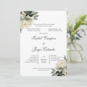 Faire-part de mariage à la végétation florale blan (Debout devant)