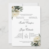 Faire-part de mariage à la végétation florale blan (Devant)