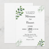 Faire-Part de Mariage à la Végétation Moderne (Devant / Derrière)