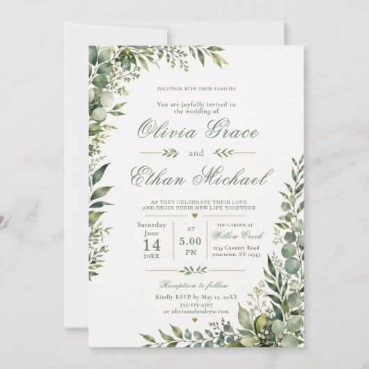 Faire-part de mariage à la verdure botanique (Devant)