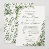 Faire-part de mariage à la verdure botanique (Devant / Derrière)