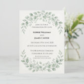 Faire-part de mariage à la verdure d'eucalyptus (Debout devant)