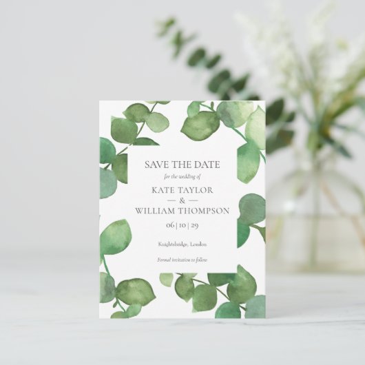 Faire-part de mariage à la verdure d'Eucalyptus (Debout devant)