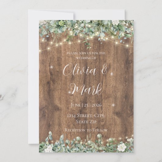 Faire-part de mariage à la verdure d'eucalyptus |  (Devant)