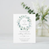 Faire-part de mariage à la verdure d'eucalyptus (Debout devant)