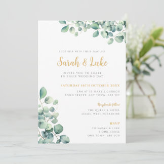Faire-part de mariage à la verdure d'eucalyptus