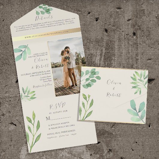 Faire-Part de Mariage à la Verdure d'Eucalyptus