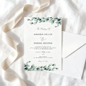 Faire-part de mariage à la verdure d'eucalyptus de