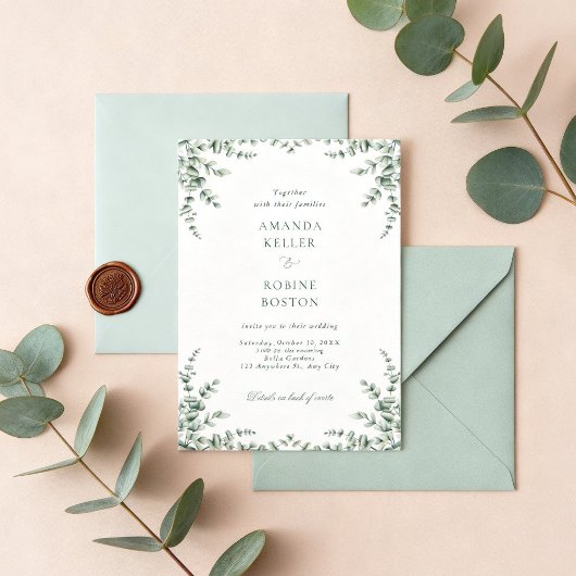 Faire-part de mariage à la verdure d'eucalyptus do