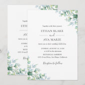 Faire-part de mariage à la verdure d'eucalyptus él (Devant / Derrière)
