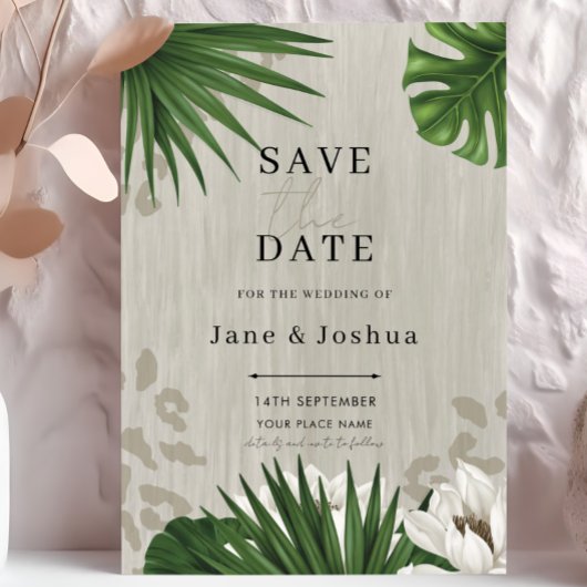 Faire-part de mariage à la verdure tropicale 