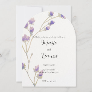 Faire-part de mariage à la vigne florale violette