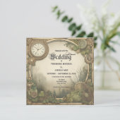 Faire-part de mariage à l'anglaise Steampunk rusti (Debout devant)