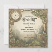 Faire-part de mariage à l'anglaise Steampunk rusti (Devant)
