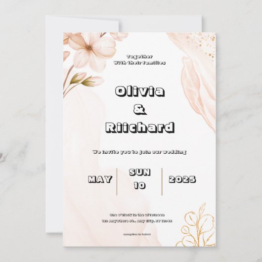 Faire-part de mariage à l'aquarelle (Devant)