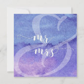 Faire-part de mariage à l'aquarelle abstraite viol (Dos)