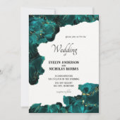 Faire-part de mariage à l'aquarelle Anastasia noir (Devant)