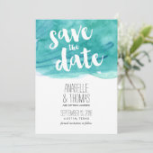 Faire-part de mariage à l'aquarelle Aqua (Debout devant)