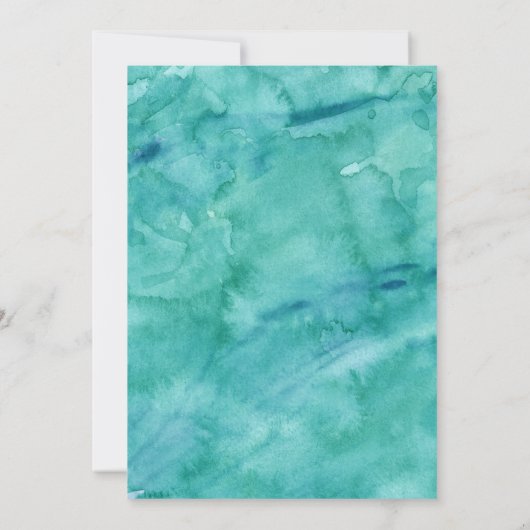Faire-part de mariage à l'aquarelle Aqua (Dos)