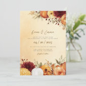 Faire-part de mariage à l'aquarelle automne rustiq (Debout devant)