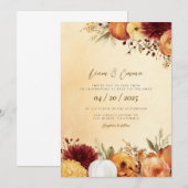 Faire-part de mariage à l'aquarelle automne rustiq (Devant / Derrière)