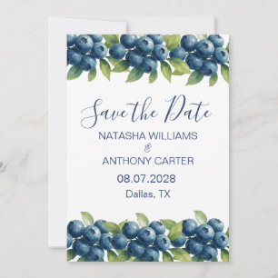 Faire-part de mariage à l'aquarelle aux myrtilles