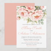 Faire-part de mariage à l'aquarelle aux pivoines r (Devant / Derrière)