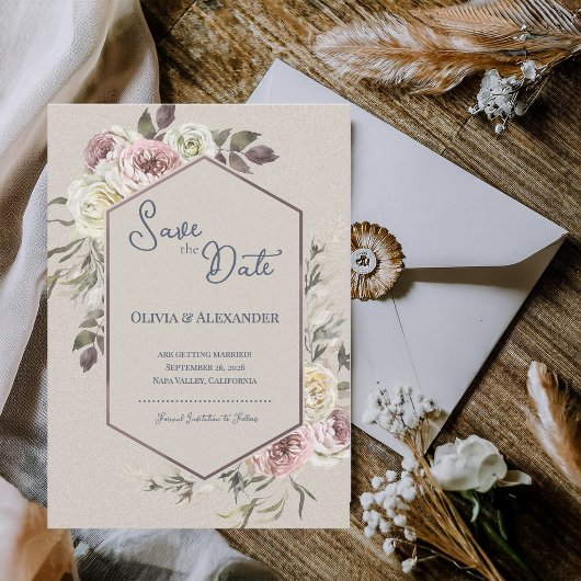Faire-part de mariage à l'aquarelle avec arche flo