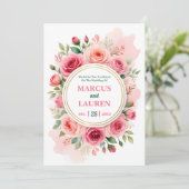 Faire-part de mariage à l'aquarelle avec cadre de (Debout devant)
