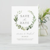 Faire-part de mariage à l'aquarelle avec date de r (Debout devant)