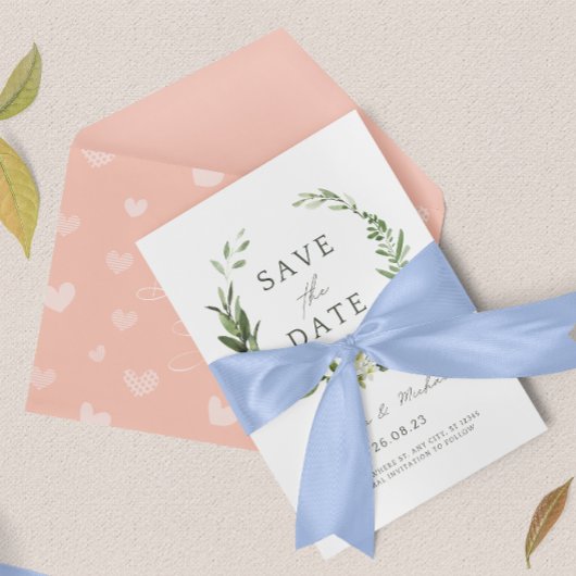 Faire-part de mariage à l'aquarelle avec date de r