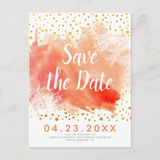 Faire-part de mariage à l'aquarelle avec éclabouss (Devant)