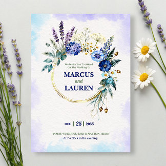 Faire-part de mariage à l'aquarelle avec encadreme
