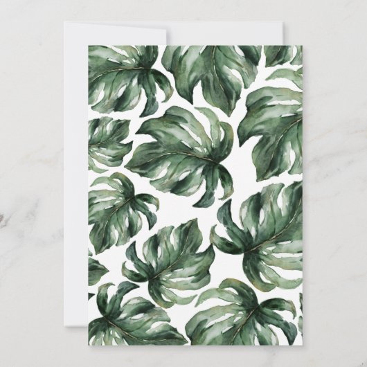 Faire-part de mariage à l'aquarelle avec feuille d (Dos)