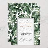 Faire-part de mariage à l'aquarelle avec feuille d (Devant / Derrière)