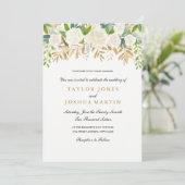 Faire-part de mariage à l'aquarelle avec feuille f (Debout devant)