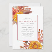 Faire-part de mariage à l'aquarelle avec fleurs d' (Devant)