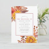 Faire-part de mariage à l'aquarelle avec fleurs d' (Debout devant)