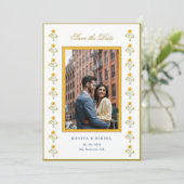 Faire-part de mariage à l'aquarelle avec une fleur (Debout devant)