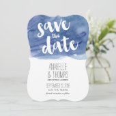 Faire-part de mariage à l'aquarelle bleu foncé (Debout devant)