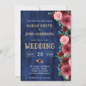 Faire-part de mariage à l'aquarelle bleu moderne B (Devant)