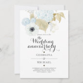 Faire-part de mariage à l'aquarelle bleu or (Devant)