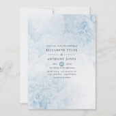 Faire-part de mariage à l'aquarelle bleu poussiére (Devant)