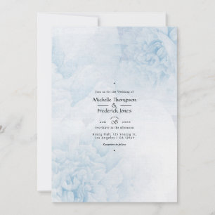 Faire-part de mariage à l'aquarelle bleu poussiére