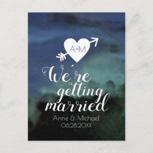 faire-part de mariage à l'aquarelle bleue SAVE THE